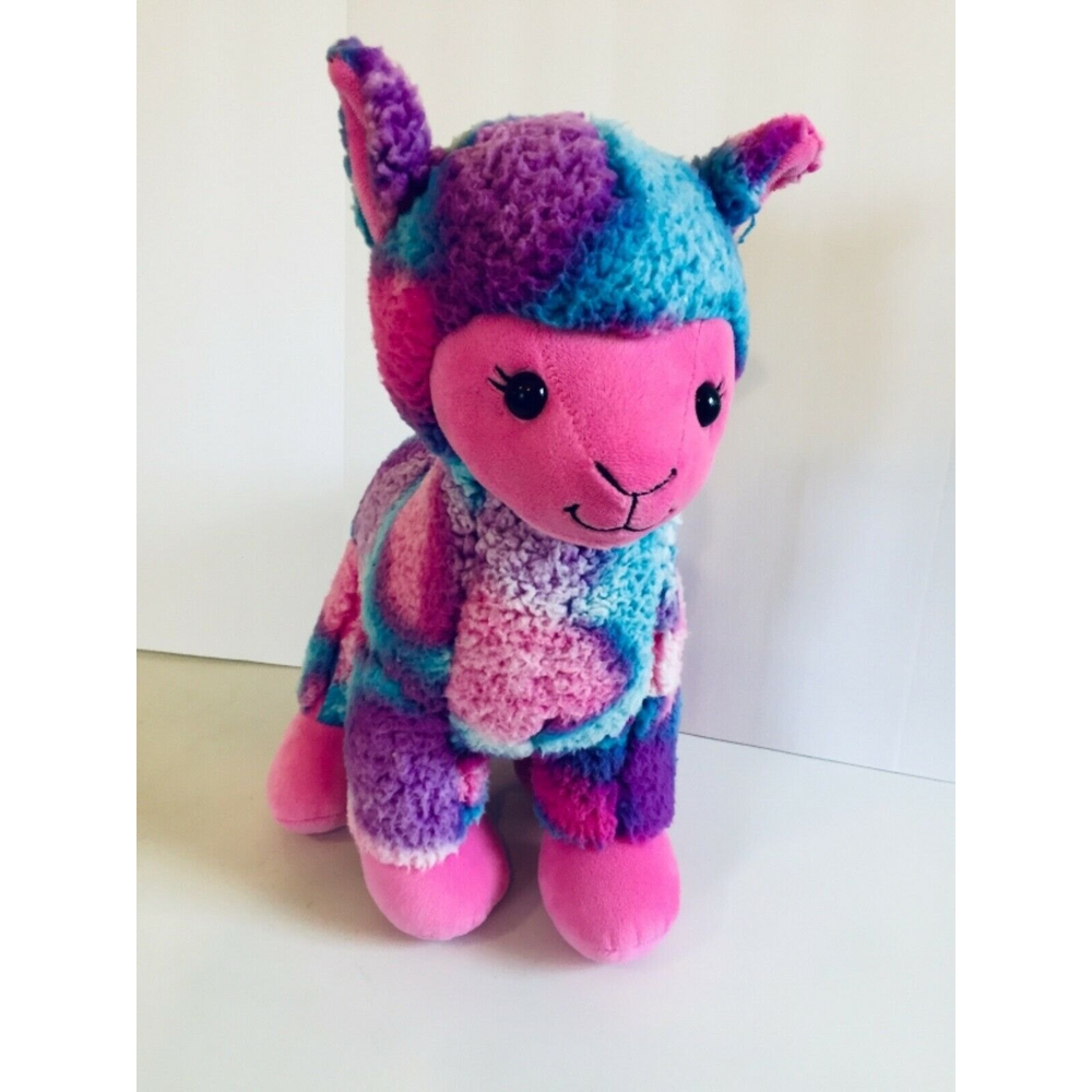 BAB  14” Plush Stuffed Lama Tie-Dyed, Rainbow Alpaca